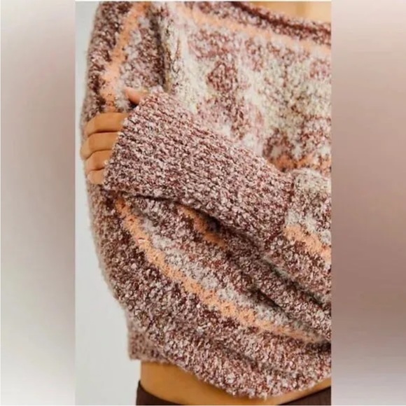 NWT Free People Snowflake Sweater Gingerbread Combo - Picture 4 of 9